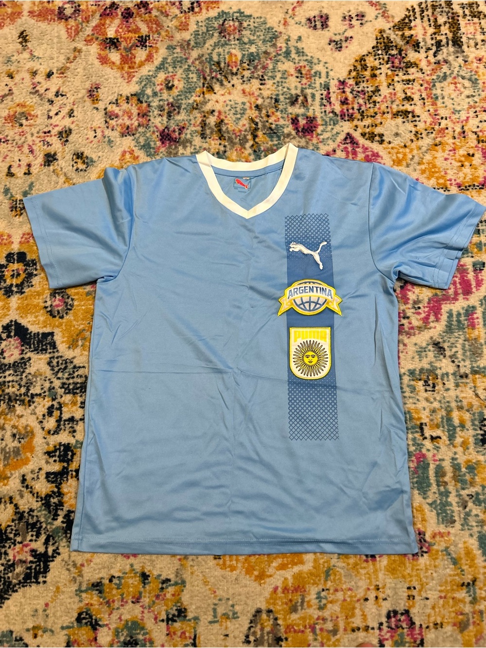 Puma Light Blue Argentina Soccer Jersey with White Trim